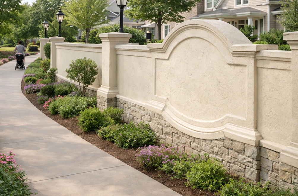 Stucco Architectural Fencinggallery 6 Horizontal